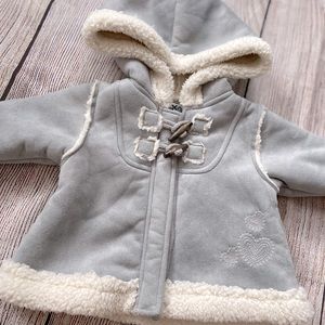 Grey Sherpa Lined Winter Coat with Black Garanimals Boots - Baby Winter Gear